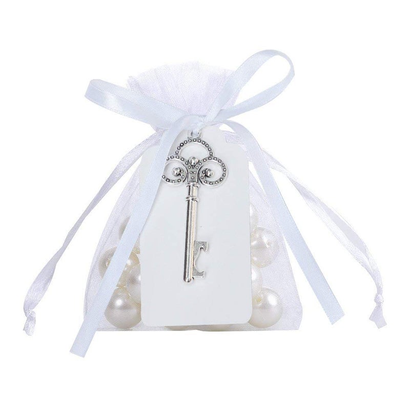 Bodosac 30 Pcs Silver Rustic Vintage Key Bottle Opener with Sheer Bag Card Tag for Wedding Favors Party decor 6 Style - Image 5